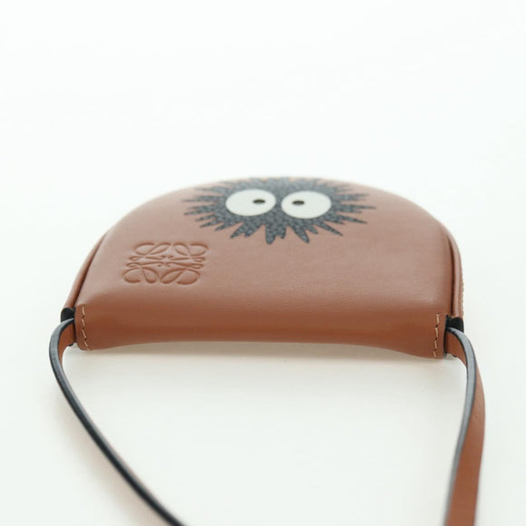 LOEWE Ghibli Collaboration Heel Pouch Mini Bag Leather Brown Auth 172348SM