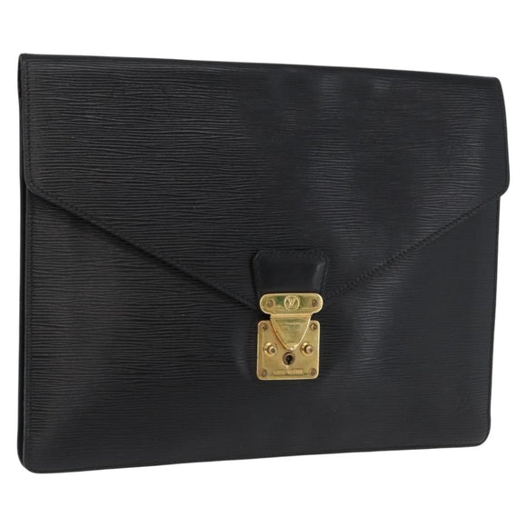 LOUIS VUITTON Epi Porte Documents・Senatur Briefcase Black M54452 Auth 172361
