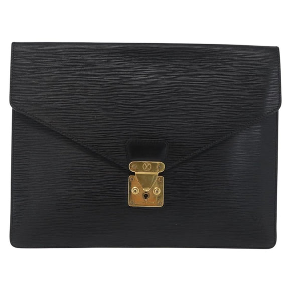 LOUIS VUITTON Epi Porte Documents・Senatur Briefcase Black M54452 Auth 172361