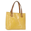 LOUIS VUITTON Monogram Vernis Houston Hand Bag Lime Yellow M91055 LV Auth 172363-1
