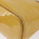 LOUIS VUITTON Monogram Vernis Houston Hand Bag Lime Yellow M91055 LV Auth 172363-9