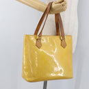 LOUIS VUITTON Monogram Vernis Houston Hand Bag Lime Yellow M91055 LV Auth 172363-24