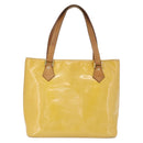 LOUIS VUITTON Monogram Vernis Houston Hand Bag Lime Yellow M91055 LV Auth 172363-2