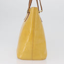 LOUIS VUITTON Monogram Vernis Houston Hand Bag Lime Yellow M91055 LV Auth 172363-3
