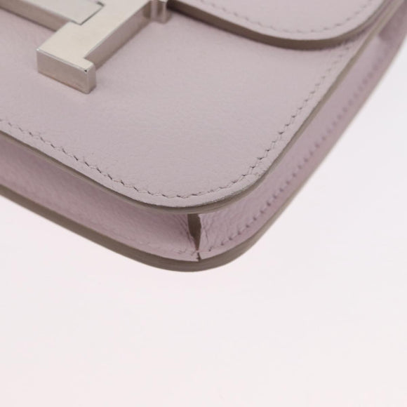 HERMES Constance Slim Wallet Leather Pink Silver Auth 172366SM