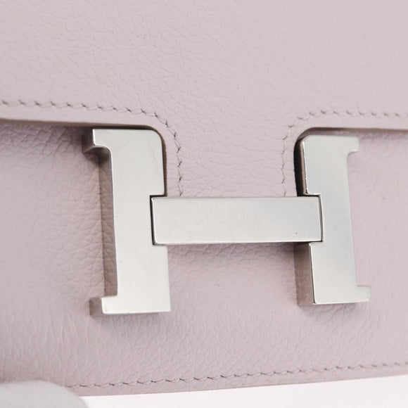 HERMES Constance Slim Wallet Leather Pink Silver Auth 172366SM