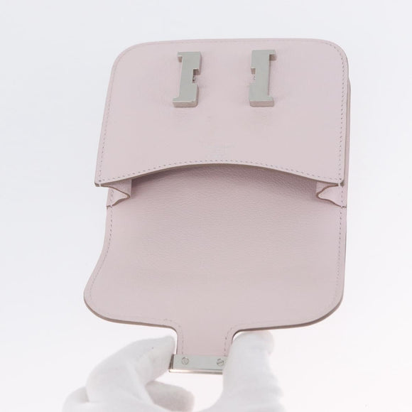 HERMES Constance Slim Wallet Leather Pink Silver Auth 172366SM