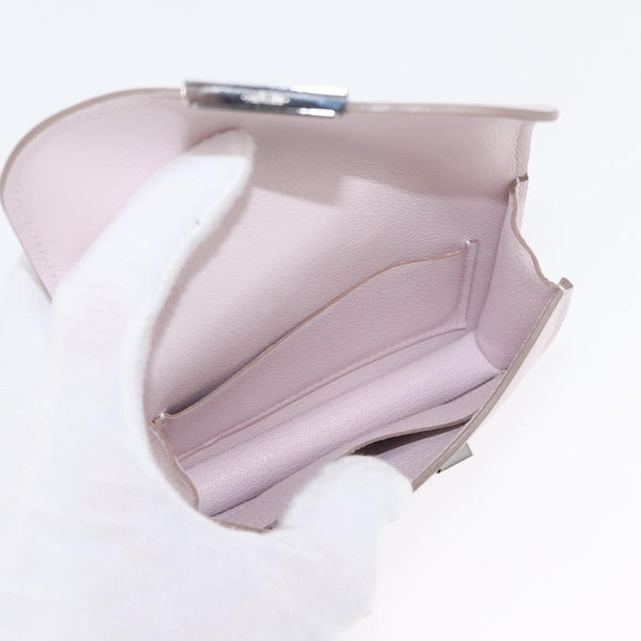 HERMES Constance Slim Wallet Leather Pink Silver Auth 172366SM