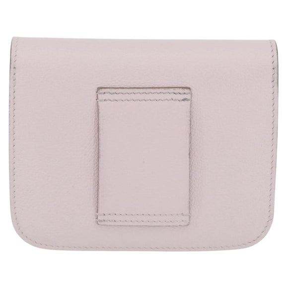 HERMES Constance Slim Wallet Leather Pink Silver Auth 172366SM