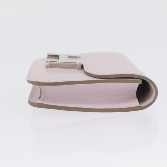 HERMES Constance Slim Wallet Leather Pink Silver Auth 172366SM