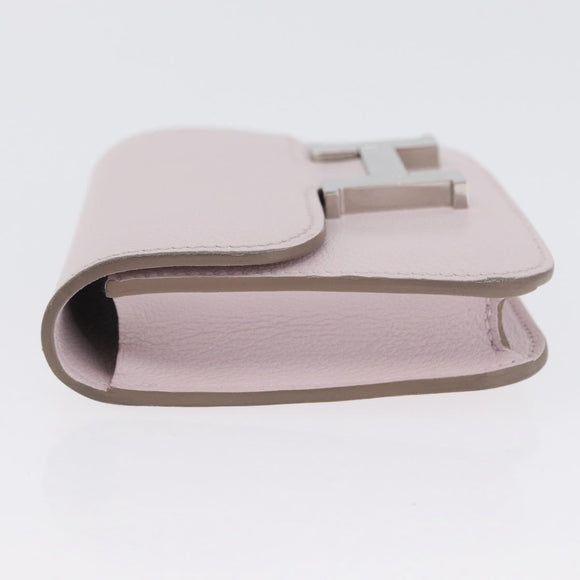 HERMES Constance Slim Wallet Leather Pink Silver Auth 172366SM