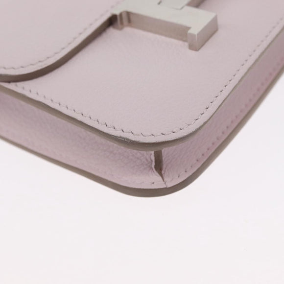 HERMES Constance Slim Wallet Leather Pink Silver Auth 172366SM