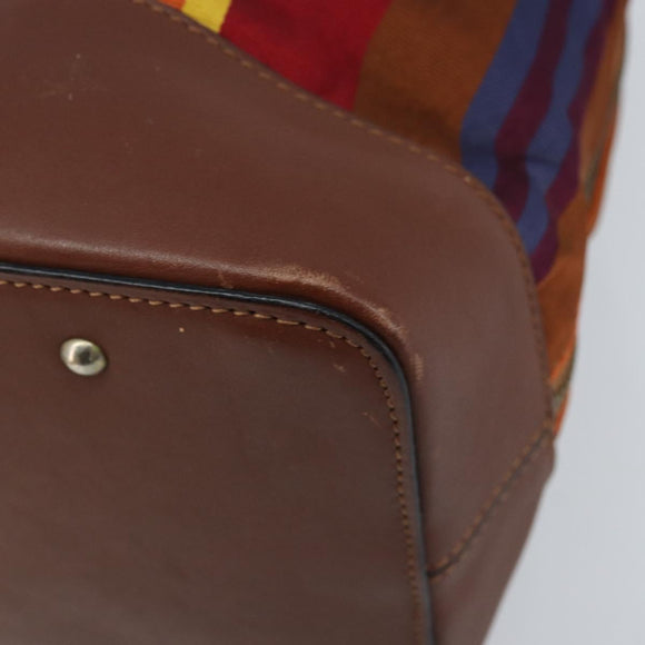 CELINE Shoulder Bag Canvas Multicolor Gold Auth 172371