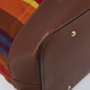 CELINE Shoulder Bag Canvas Multicolor Gold Auth 172371-16