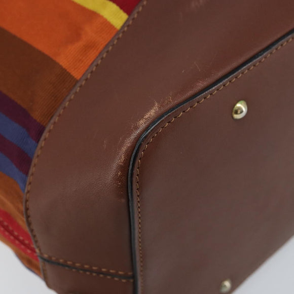 CELINE Shoulder Bag Canvas Multicolor Gold Auth 172371