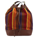 CELINE Shoulder Bag Canvas Multicolor Gold Auth 172371-13