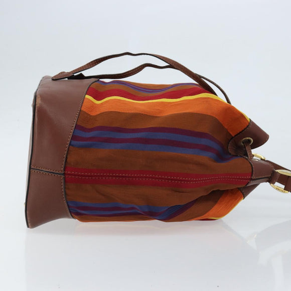 CELINE Shoulder Bag Canvas Multicolor Gold Auth 172371