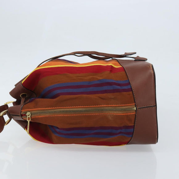 CELINE Shoulder Bag Canvas Multicolor Gold Auth 172371
