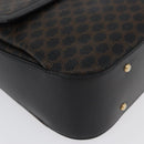 CELINE Circle Macadam Canvas Hand Bag PVC Leather Black Gold Auth 172374-8