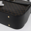 CELINE Circle Macadam Canvas Hand Bag PVC Leather Black Gold Auth 172374-15