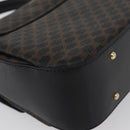 CELINE Circle Macadam Canvas Hand Bag PVC Leather Black Gold Auth 172374-16