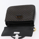CELINE Circle Macadam Canvas Hand Bag PVC Leather Black Gold Auth 172374-10