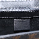 CELINE Circle Macadam Canvas Hand Bag PVC Leather Black Gold Auth 172374-19