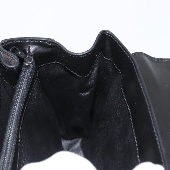 CELINE Circle Macadam Canvas Hand Bag PVC Leather Black Gold Auth 172374