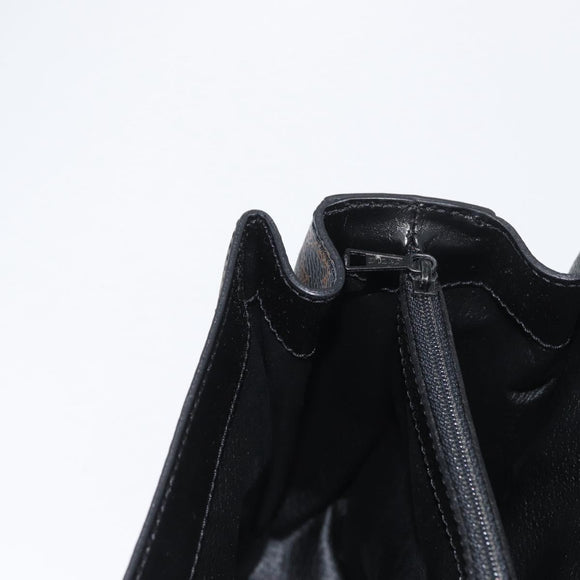 CELINE Circle Macadam Canvas Hand Bag PVC Leather Black Gold Auth 172374
