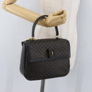CELINE Circle Macadam Canvas Hand Bag PVC Leather Black Gold Auth 172374-27