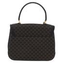 CELINE Circle Macadam Canvas Hand Bag PVC Leather Black Gold Auth 172374-2