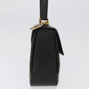 CELINE Circle Macadam Canvas Hand Bag PVC Leather Black Gold Auth 172374-4