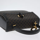 CELINE Circle Macadam Canvas Hand Bag PVC Leather Black Gold Auth 172374-6