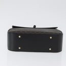 CELINE Circle Macadam Canvas Hand Bag PVC Leather Black Gold Auth 172374-5