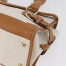 Salvatore Ferragamo Gancini Hand Bag PVC Canvas White Gold Auth 172375-14