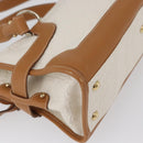 Salvatore Ferragamo Gancini Hand Bag PVC Canvas White Gold Auth 172375-15