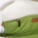 Salvatore Ferragamo Gancini Hand Bag PVC Canvas White Gold Auth 172375-21