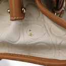 Salvatore Ferragamo Gancini Hand Bag PVC Canvas White Gold Auth 172375-10