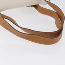 Salvatore Ferragamo Gancini Hand Bag PVC Canvas White Gold Auth 172375-7