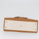 Salvatore Ferragamo Gancini Hand Bag PVC Canvas White Gold Auth 172375-5