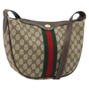 GUCCI Web Sherry Line GG Supreme Shoulder Bag PVC Beige Gold 010 378 Auth 172377-1