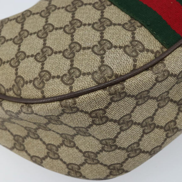 GUCCI Web Sherry Line GG Supreme Shoulder Bag PVC Beige Gold 010 378 Auth 172377