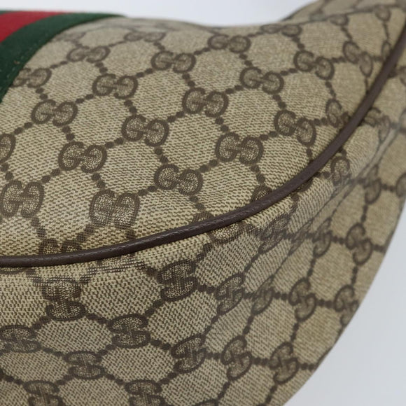 GUCCI Web Sherry Line GG Supreme Shoulder Bag PVC Beige Gold 010 378 Auth 172377