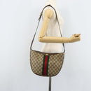 GUCCI Web Sherry Line GG Supreme Shoulder Bag PVC Beige Gold 010 378 Auth 172377-25