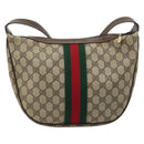 GUCCI Web Sherry Line GG Supreme Shoulder Bag PVC Beige Gold 010 378 Auth 172377-2