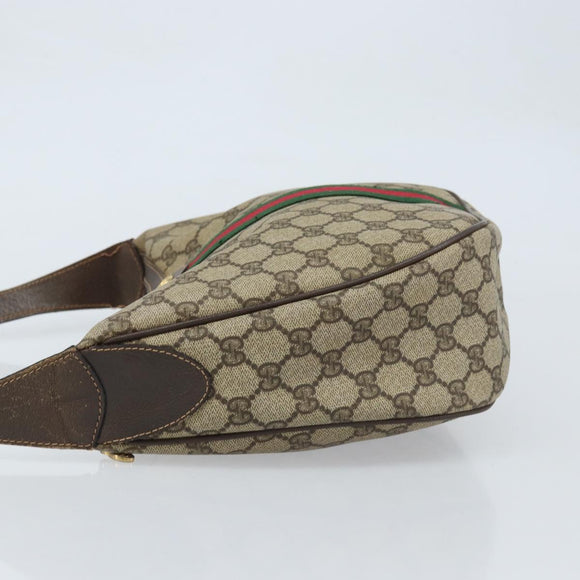 GUCCI Web Sherry Line GG Supreme Shoulder Bag PVC Beige Gold 010 378 Auth 172377