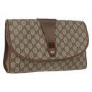 GUCCI GG Supreme Web Sherry Line Clutch Bag PVC Beige Gold 89 01 031 Auth 172384-1