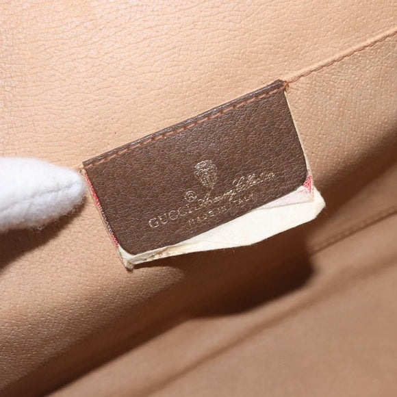 GUCCI GG Supreme Web Sherry Line Clutch Bag PVC Beige Gold 89 01 031 Auth 172384