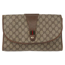 GUCCI GG Supreme Web Sherry Line Clutch Bag PVC Beige Gold 89 01 031 Auth 172384-13