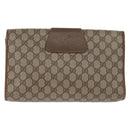 GUCCI GG Supreme Web Sherry Line Clutch Bag PVC Beige Gold 89 01 031 Auth 172384-2